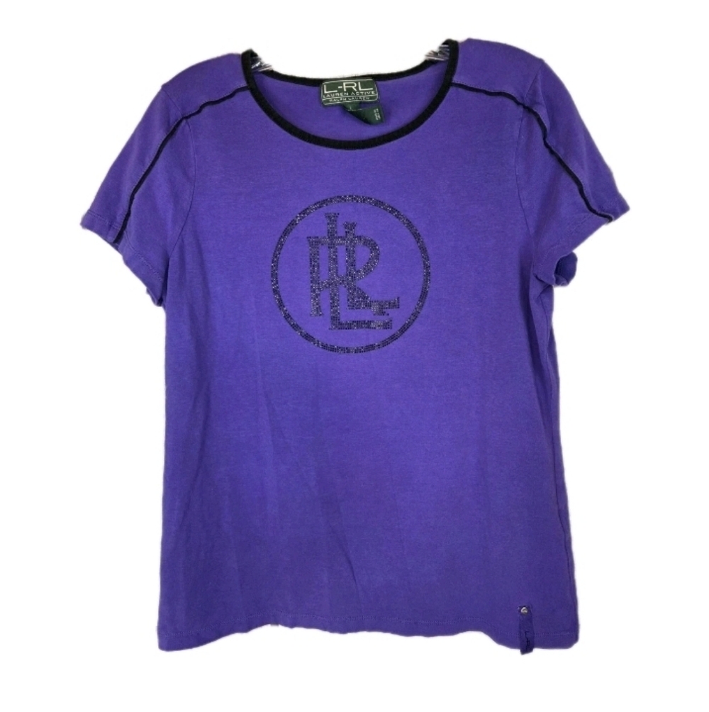 LRL Lauren Active Ralph Lauren Womens  Short Sleeve T Shirt Size L Purple Y2K